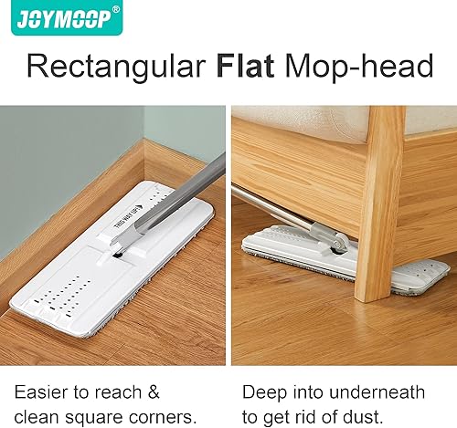 Miniatura 5 de JOYMOOP Trapeador y cubo de microfibra autolimpiante manos libres con juego de escurridor para el hogar, mopas para limpieza de suelos y limpiador