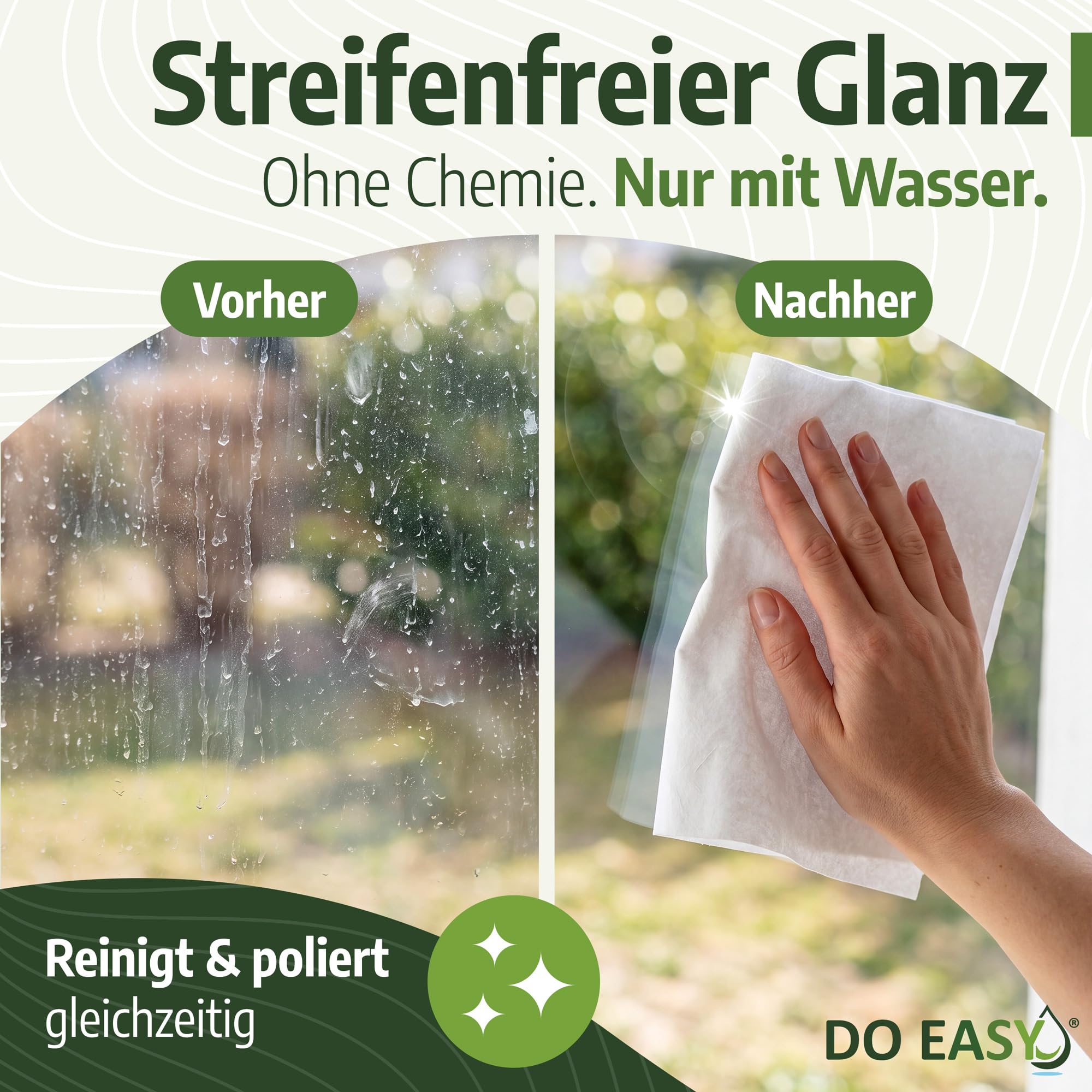 DO EASY Mikrofasertuch 5er Set – Streifenfreies Reinigungstuch für Fenster, Spiegel & Glas – Profituch für Haushalt, Küche, Büro & Auto – Putztuch reinigt nur mit Wasser ohne Chemie