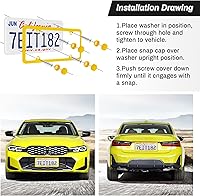 Vista 4 de alpmosn - 2 marcos de placa de acero inoxidable, 4 agujeros, cubiertas para placa de automóvil con tornillos, arandelas y tapas, para vehículos