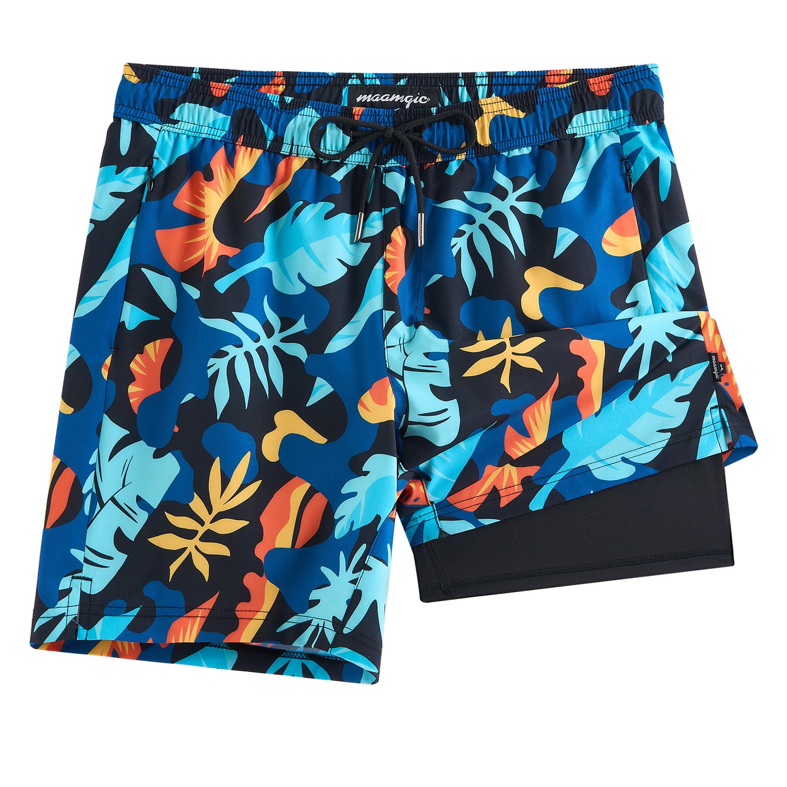 maamgic 2 in 1 Mens Swim Trunks 7 Inch Swim Shorts Swim Suits Board Shorts