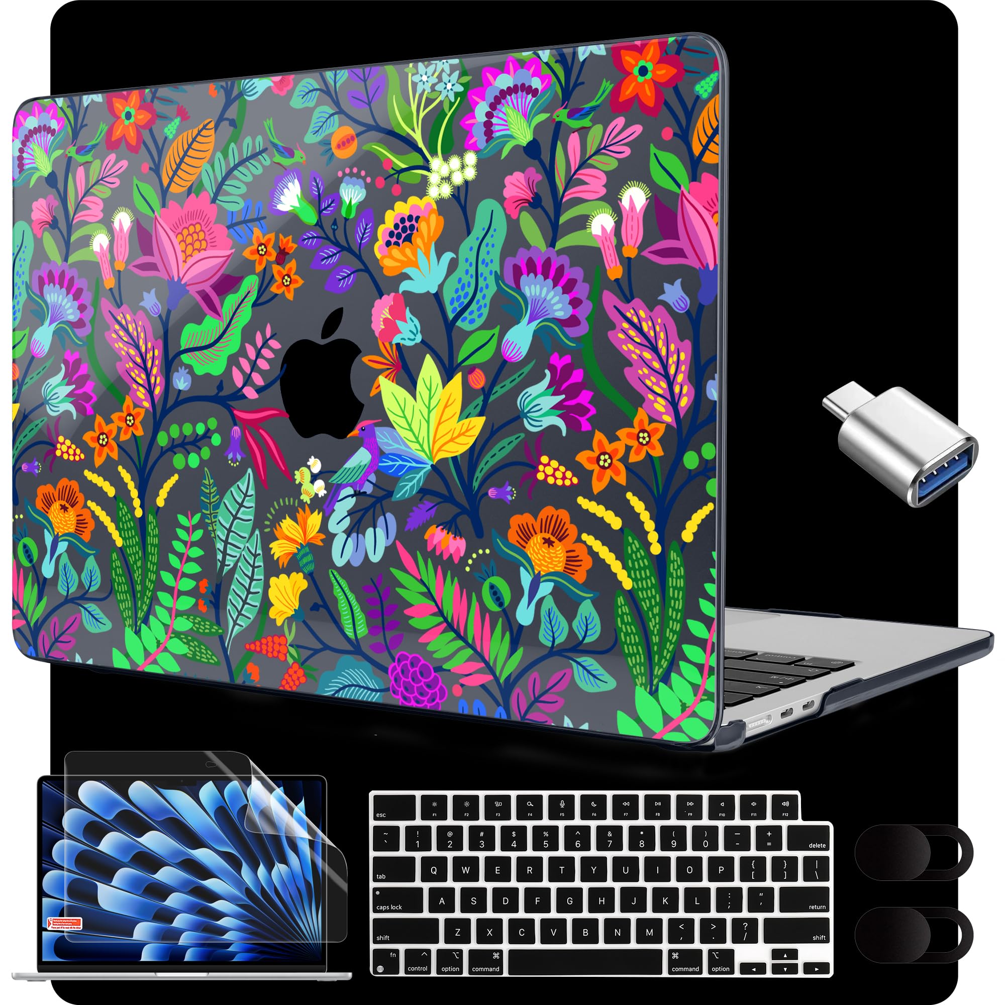 MEEgoodo for M4/M3/M2 MacBook Air 15.3 inch Case 2025 2024 2023, Case Fit Model (A3241/A3114/A2941) for MacBook Air 15 inch, Laptop Hard Shell with