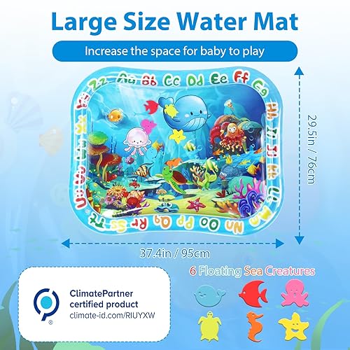 Miniatura 2 de Tapete de agua para bebé, grande, 37.4 x 29.9 pulgadas, tapete inflable seguro para bebés y niños pequeños con compromiso climático, almohadilla de