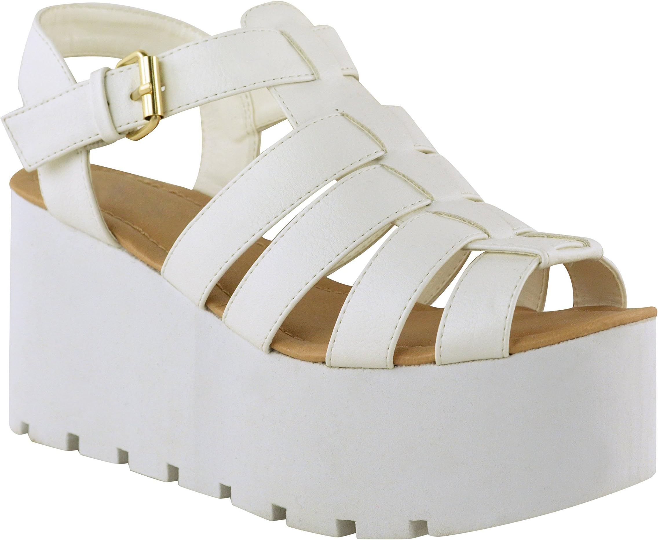 Fashion Thirsty Womens Chunky Gladiator Strappy Sandals Wedges Platform Shoes Size