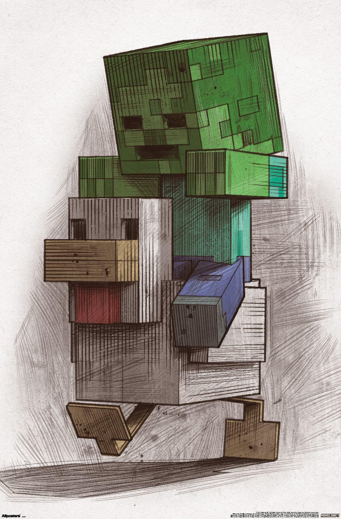 Amazon.com: Trends International Minecraft: Mobestiary - Chicken Jockey  Wall Poster, 34L x 22.4W, Unframed Version: Posters \u0026 Prints