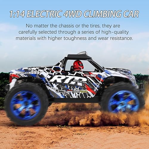 Miniatura 4 de GoolRC WLtoys 144018 - Camión a control remoto a escala 114, 4WD 35KMH, auto RC de alta velocidad, 2.4 GHz, todo terreno, con 2 baterías para adultos