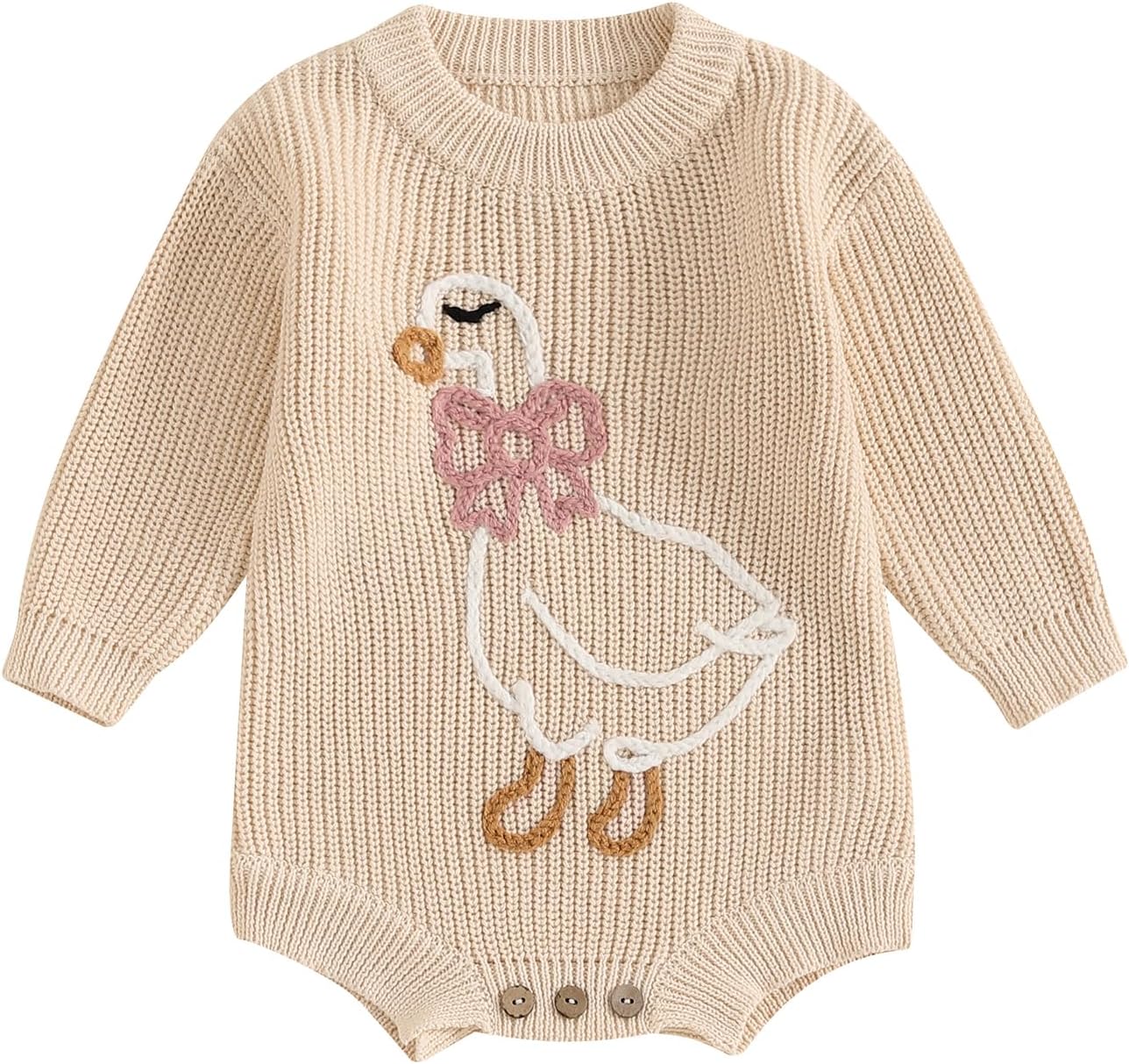 Gaono Newborn Baby Girl Chunky Knit Sweater Romper Duck