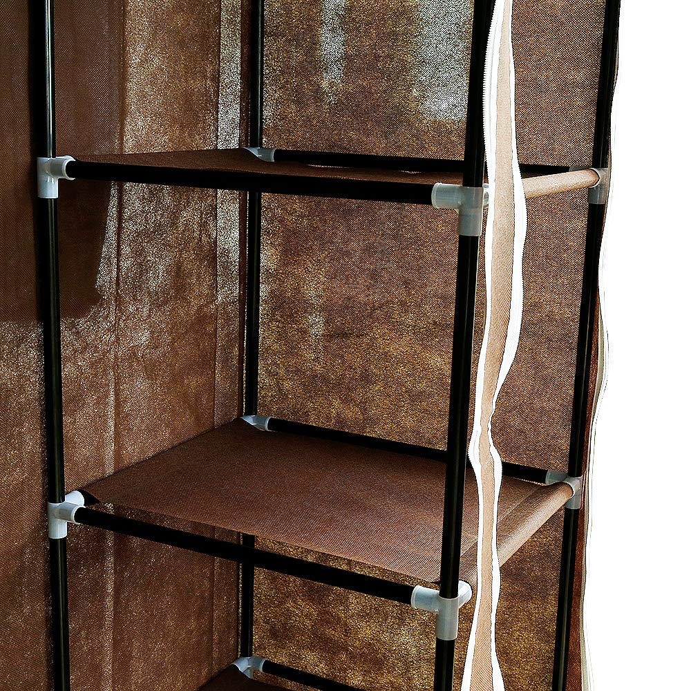 Armoire en Tissu，Penderie en Tissu intissé，Antipoussière (110 * 45 * 178cm, Marron)