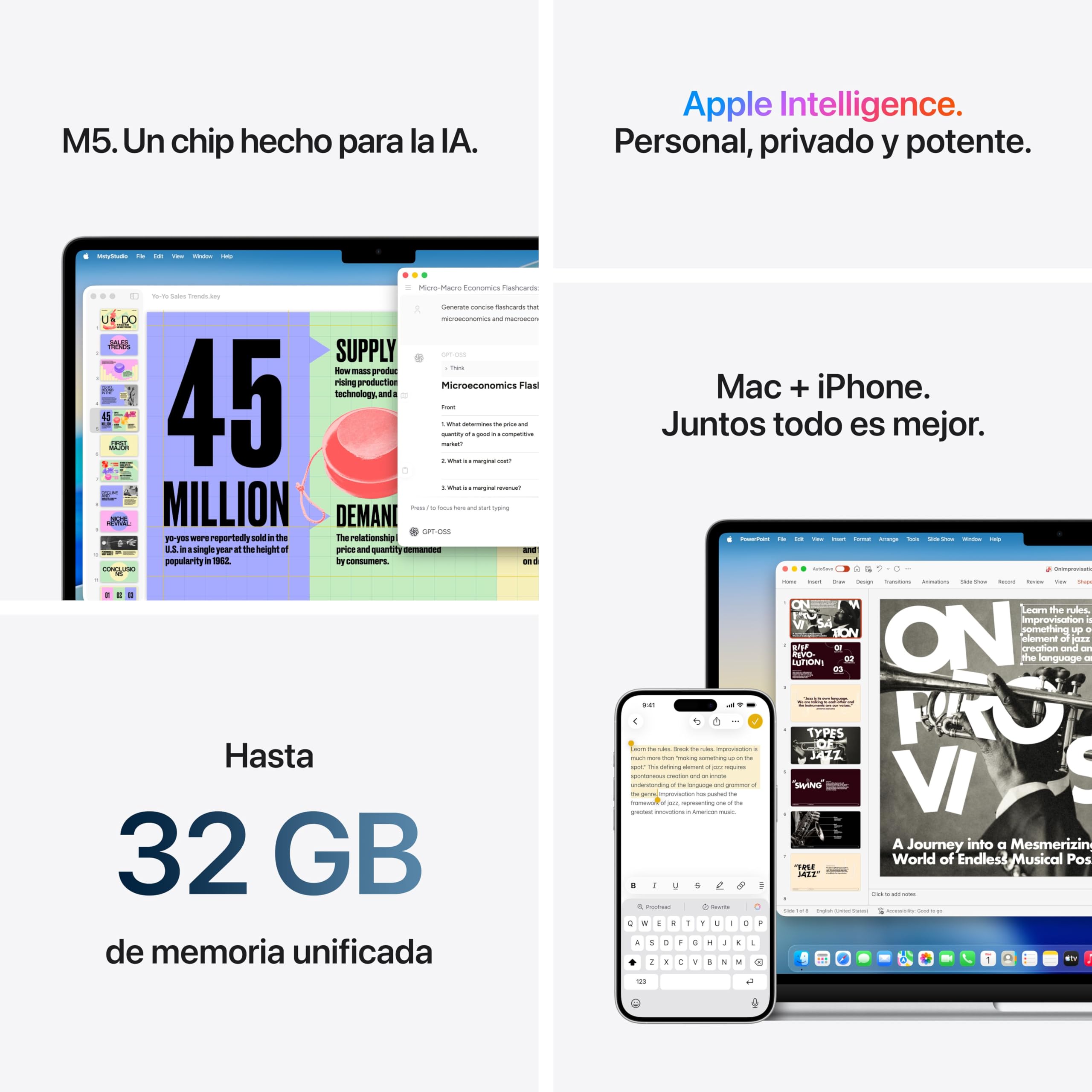 Apple MacBook Air de 15,3 Pulgadas con Chip M5: Pantalla Liquid Retina, CPU de 10 núcleos, GPU de 10 núcleos, 24 GB de Memoria unificada, 1 TB de SSD, Wi-Fi 7,Teclado español; Azul Cielo