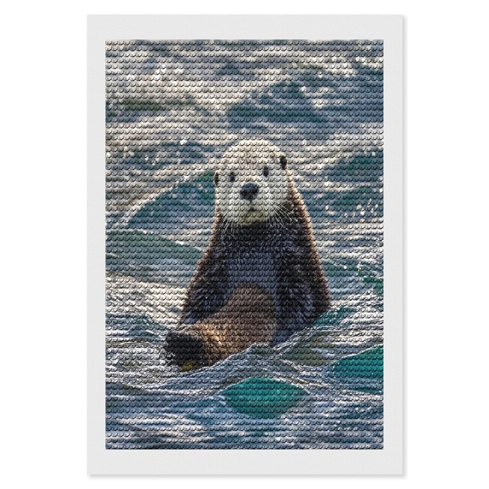 FekiLoot Sea Otter Diamond Painting Kits for Adults Round Paint with Diamonds Pictures Gem Art Painting Kits Personalized Diamond Art Full Drill for Beginners Home Wall Decor
