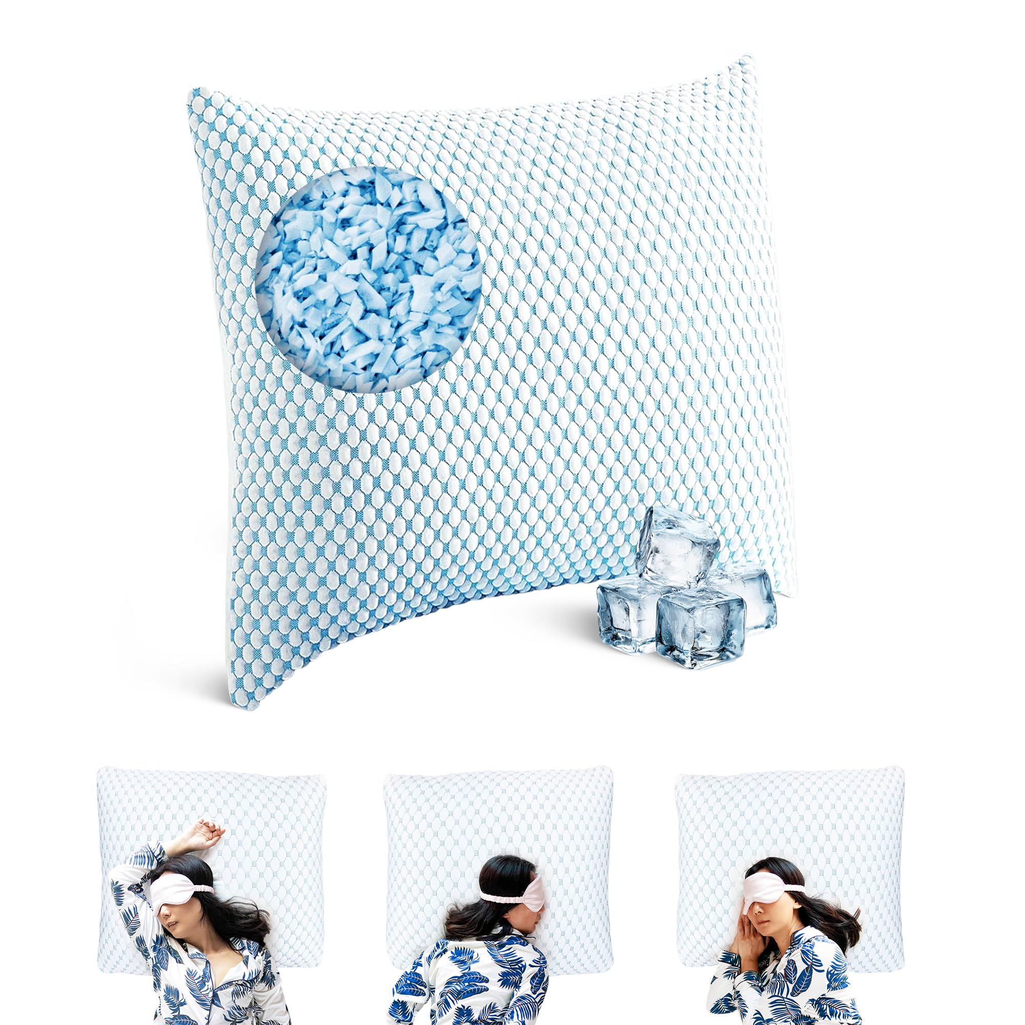 Memory Foam Kissen 80x80 – Weiches Gel-Kopfkissen für Seitenschläfer – Ergonomisches Wolkenkissen mit abnehmbarem Bezug