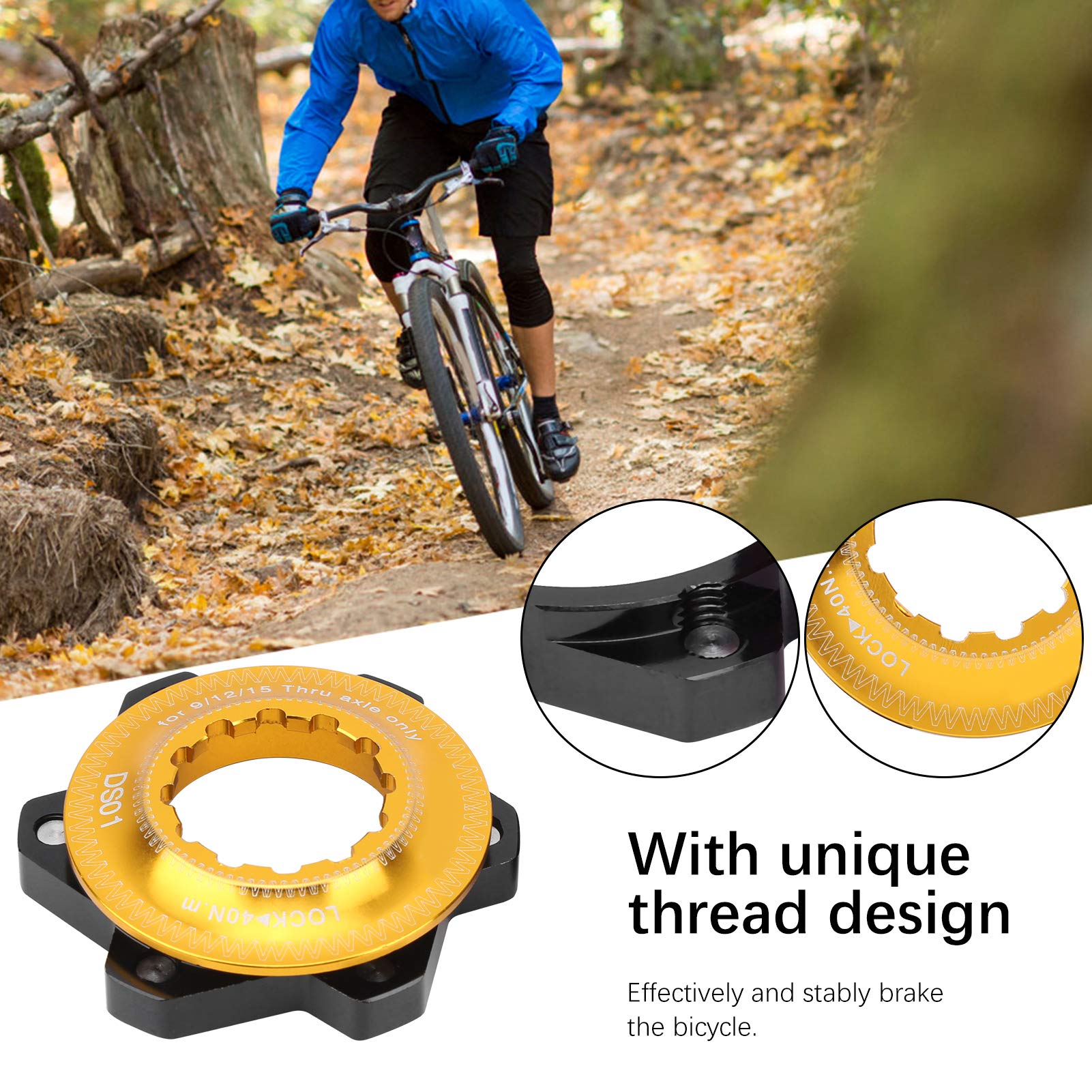 Pilipane bikes Center Lock , Including Lock Ring(Black+Gold) , Aluminum Center Lock hubs to 6 bolts Disc Brake Rotor Adapter for Converting Mountain Bikes Center Lock hubs to fit 6 Hole Rotors