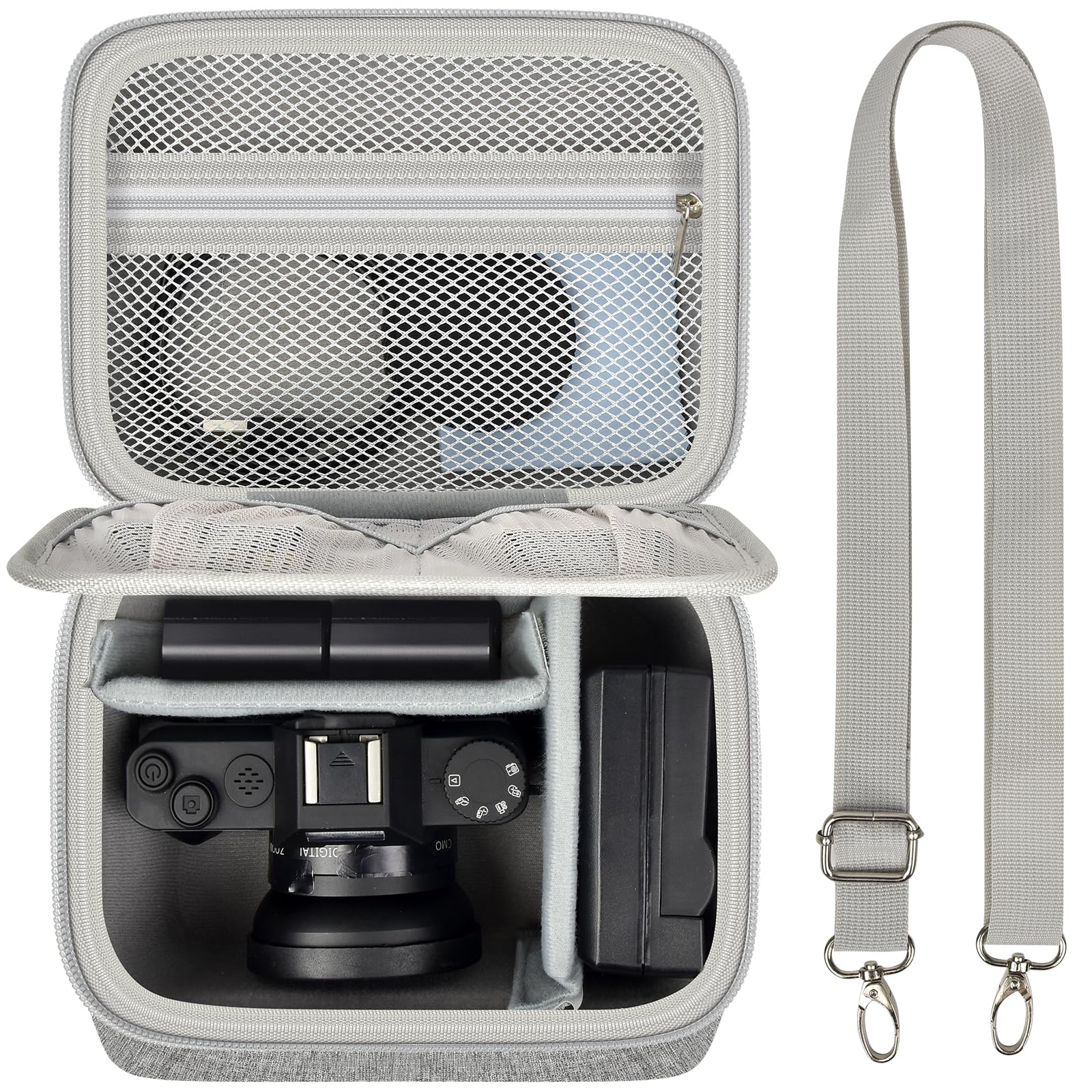 Funda para cámara KODAK/NIKICAM/para AOREGRE/para VJIANGER 5K 4K cámara digital y organizador de almacenamiento para cámara de vlogging, negro (solo caja) (gris)