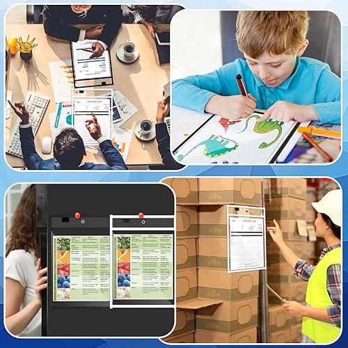 Miniatura 7 de 120 bolsillos transparentes de borrado en seco, fundas de plástico para papel, de 14 x 10 pulgadas, reutilizables, soporte para documentos, soportes