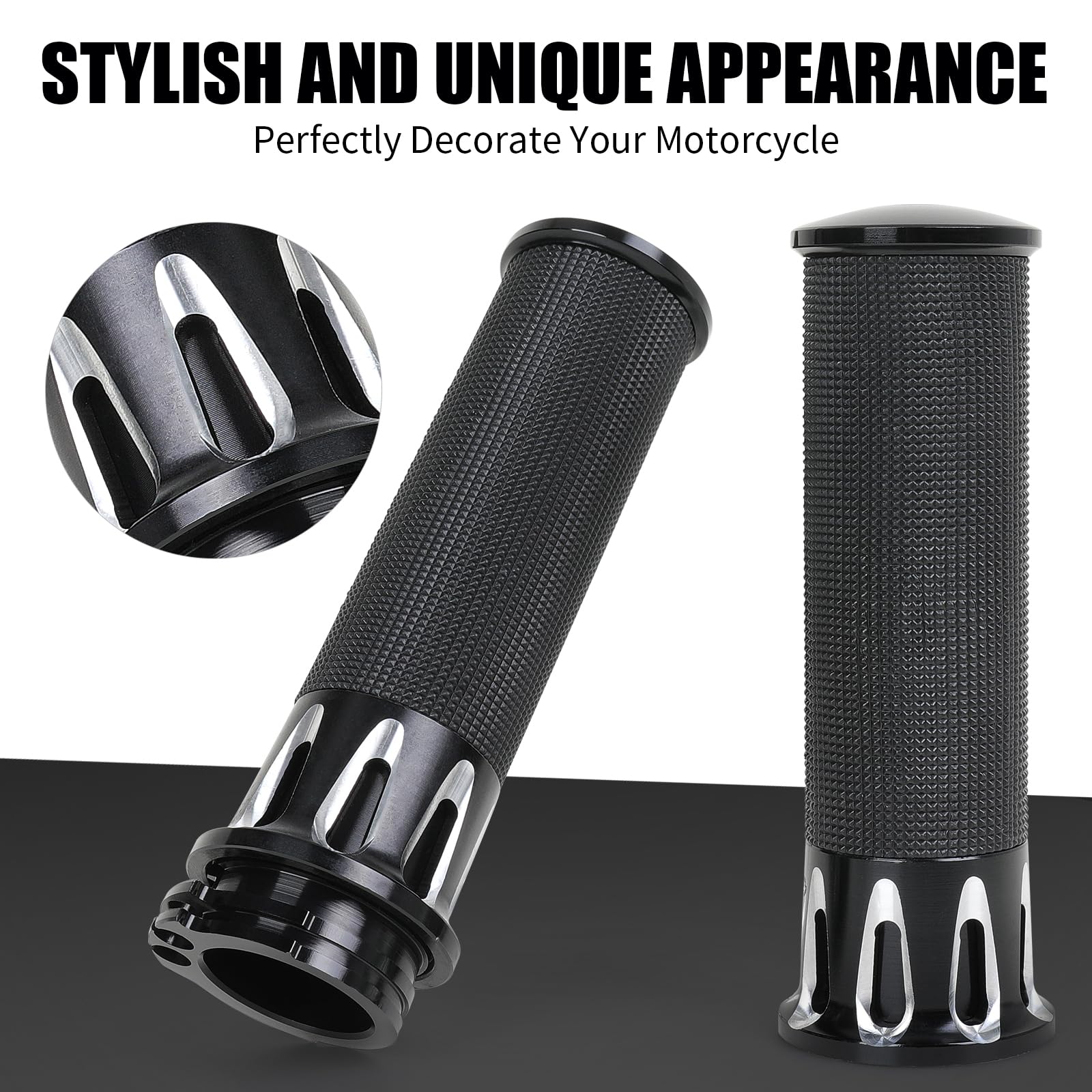 DREAMIZER Puños de Manillar de 1"/25mm de Aluminio CNC para Motocicleta, Compatibles con Harley Sportster Iron 883 Dyna Road Electra Glide Softail Touring