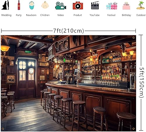 Miniatura 3 de Telón de fondo de bar de salón occidental, vintage, vaquero occidental, retro, comedor, cafetería, fondo fotográfico, tema del salvaje oeste,