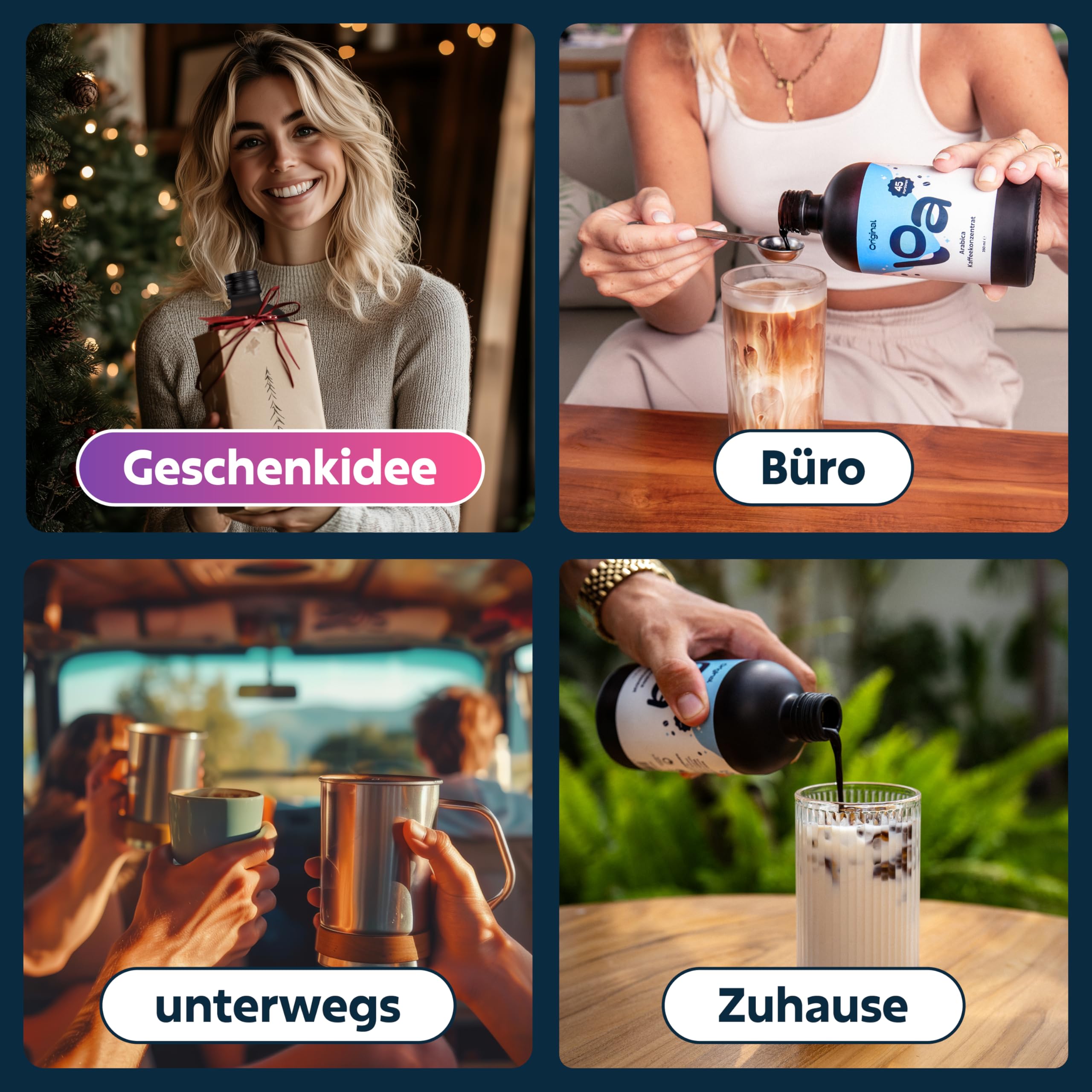 Loa - Kaffeekonzentrat mit Kaffee Geschmack I 45 Kaffees a 53 Cent, zuckerfrei mit nur 11 Kalorien I Made in Germany I Kaffeesirup für Capuccino, Espresso, Flat White, Coffee