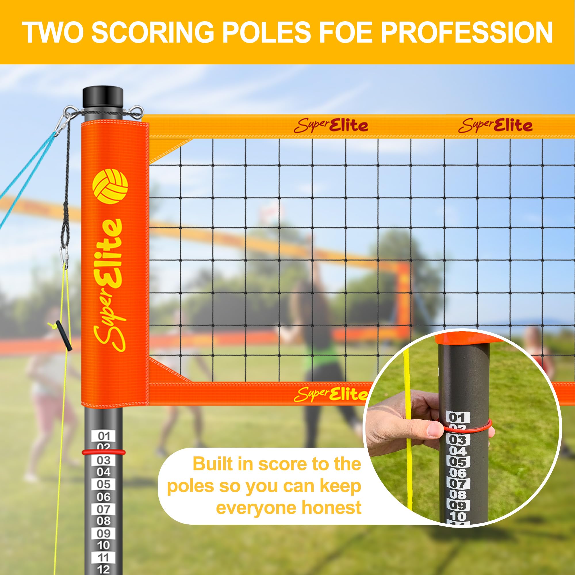 Portable Professional Volleyball Net Set with Aluminum Adjustable