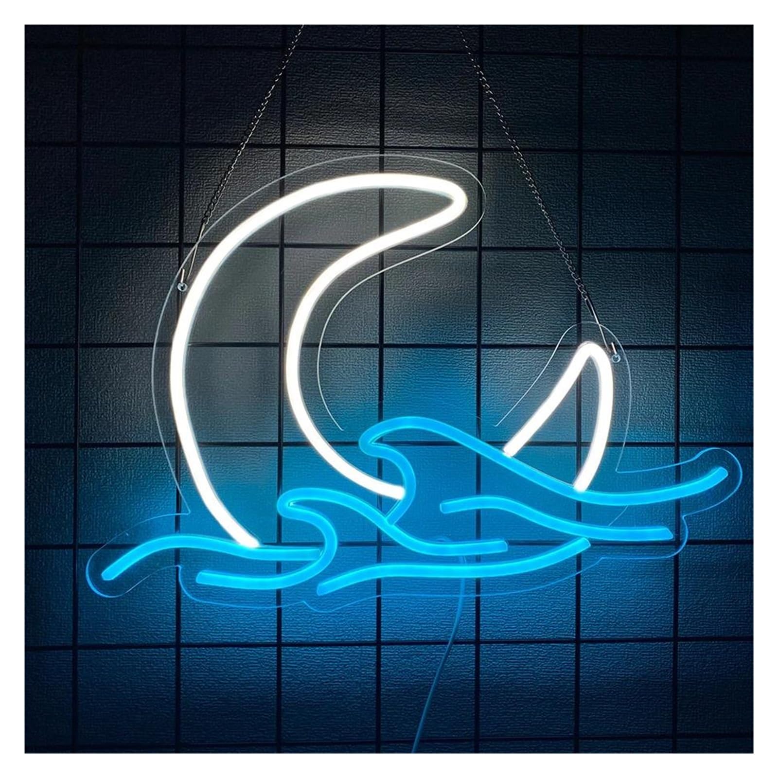 LEMST Sign Lamp Sunrise Sunset Neon Sign Wave Moon Light for Bedroom Bar Coffee Shop Office Home Art Wall Decor USB Lamp 43.5cmx30cm