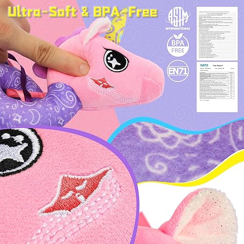 Miniatura 7 de Juguete Musical de Asiento de Coche para Bebés de 0-12 Meses Niña, Juguete Colgante de Actividad Sensorial 5 en 1, Juguete de Cochecito con Música