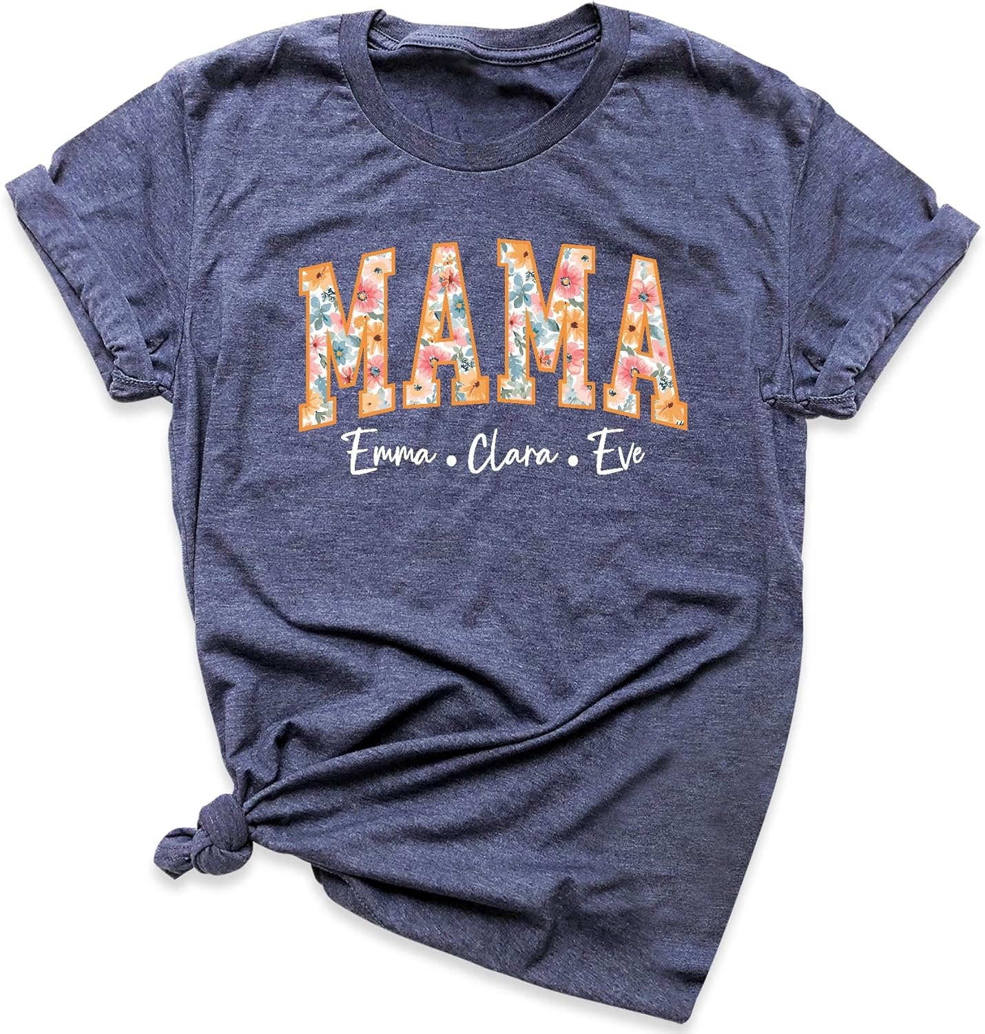 Custom Floral Mama Shirt, Mom Shirts with Kids Names, Mothers Day T-Shirt, Personalized Mama Graphic Tees, Flower Mom Outfit, Valentines Day Gift Shirt for Mama, Wildflowers Mama Mother's Day Tshirt - Image 4