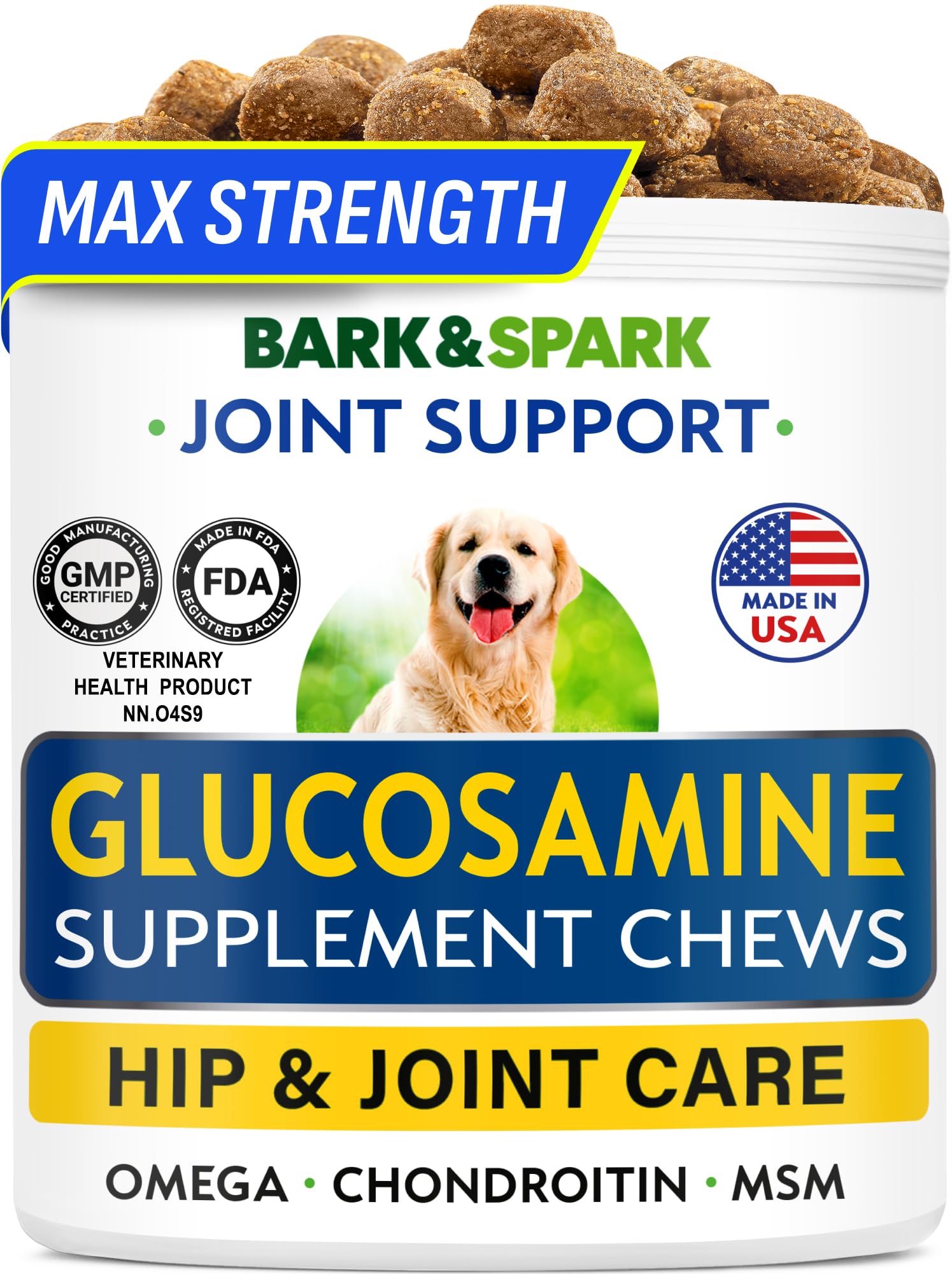 Glucosamine Dog Treats - Joint Pain Relief Supplement - Advanced Formula with Chondroitin, MSM, Omega-3 - Hip & Joint Care - Made in USA - Chicken Flavor - 120 Chews : Amazon.ca: Pet Supplies