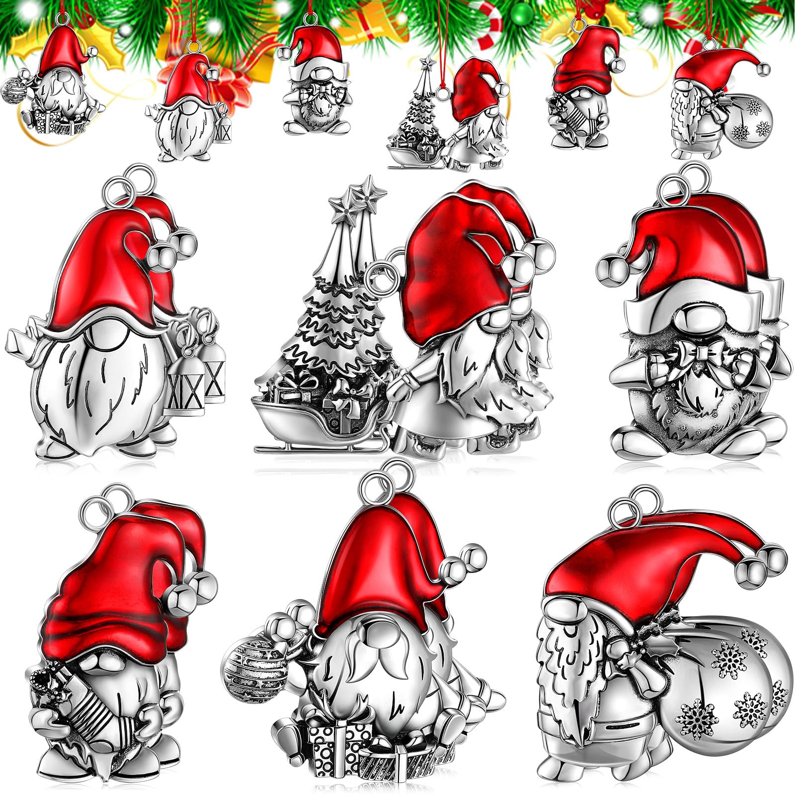 Nain de Noël incassable en étain, décoration de sapin durable pour éviter la casse