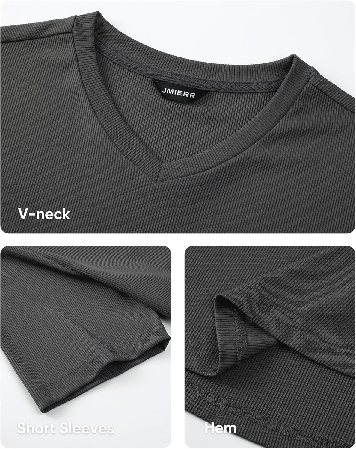JMIERR Mens Muscle T Shirts V Neck Short Sleeves Gym Workout Causal Slim Fit Tee Shirt - Image 8