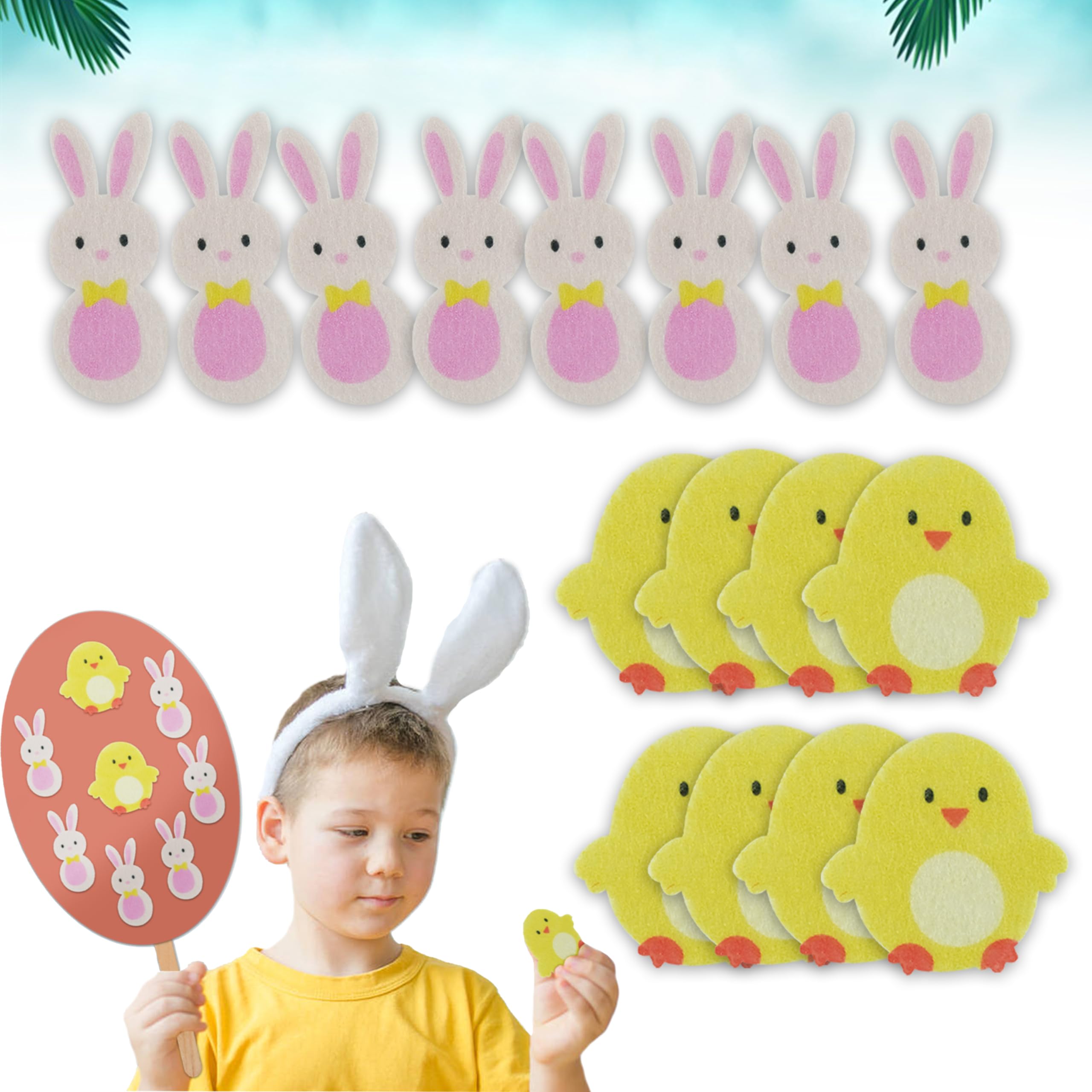 Hovuk 16Pcs- Chicks,Bunnies 16Pcs Easter Bunny Chicks Design Easter Foam Stickers For Window | Easter Bonnet Decorations For Easter Supplies | Easter Craft Stickers For Wall Decorations
