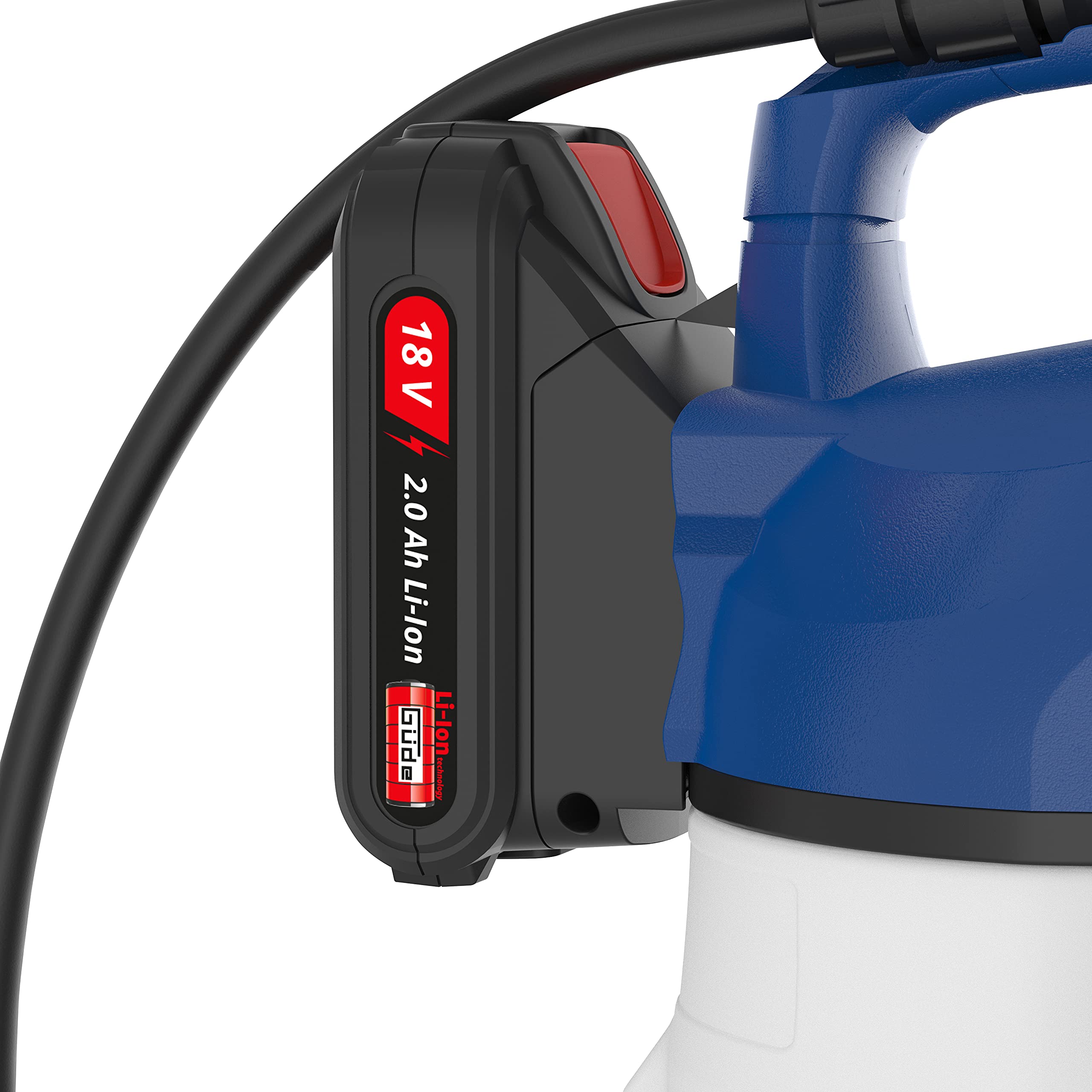 Güde SG 18-201-05 - Pulverizador de batería (serie E³ de 18 V, ion de litio, depósito de 3 l, bomba automática, caudal de 0,5 l/min, lanza telescópica de 46 a 73 cm, manguera de pulverización de 1,1 m