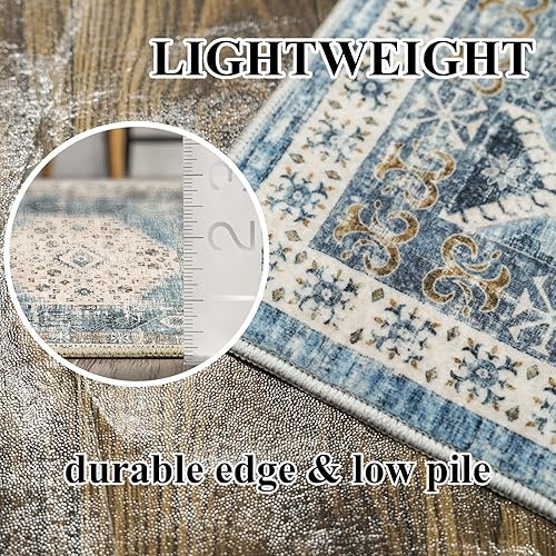 Miniatura 6 de RUUGME Alfombra lavable de 2 pies 6 x 10 pies, alfombra vintage de cocina, resistente a las manchas, para sala de estar, dormitorio, cuarto de