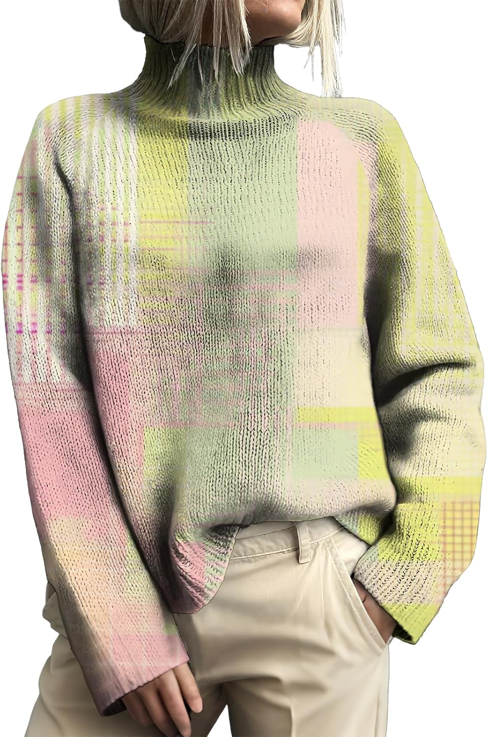 MARSVOVO Turtle Neck Sweaters for Women Pullover Long Sleeve Loose Comfy Cozy Sweater Elegant Spring Fall Clothes