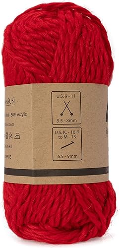 Miniatura 5 de (3 madejas pequeñas y hermosas) Mezcla de hilo de alpaca Umayo 165 yardas en total Rojo, #5 voluminoso