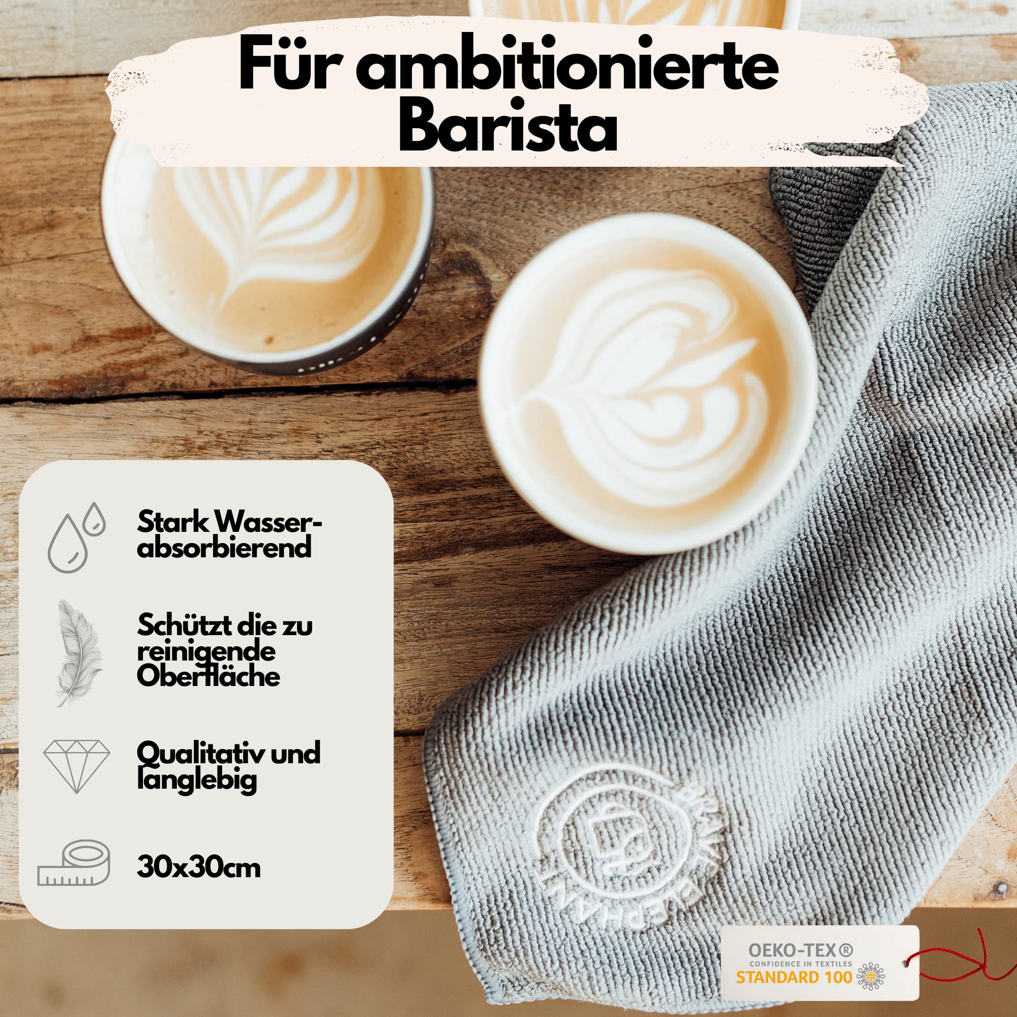 Barista Tuch Set - 2 Stück Mikrofasertücher Für Kaffeemaschinen