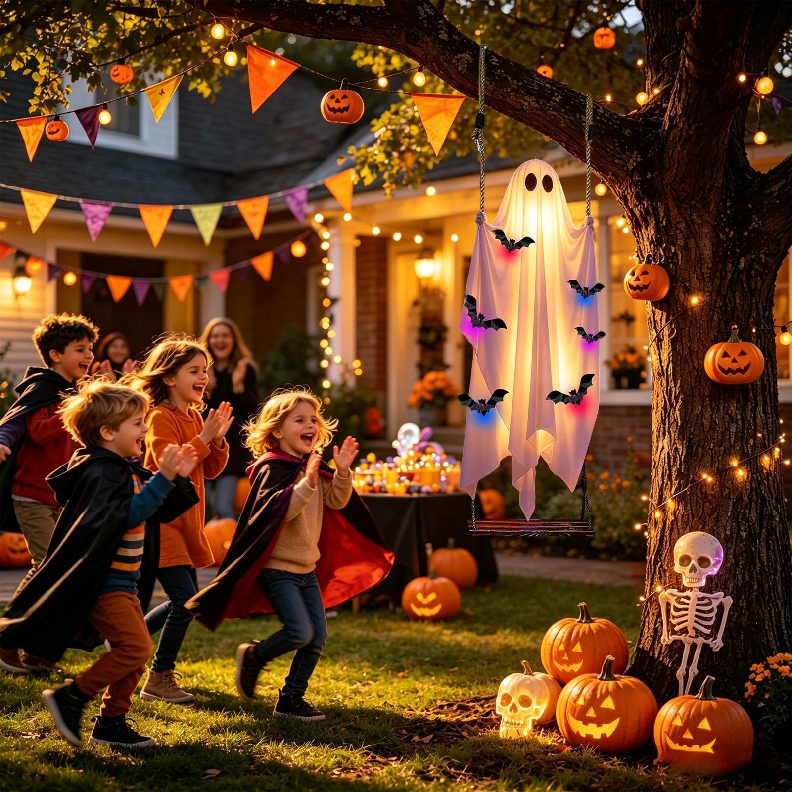 Halloween dekoracja z motywem duchów, straszna, unosząca się lalka ornament