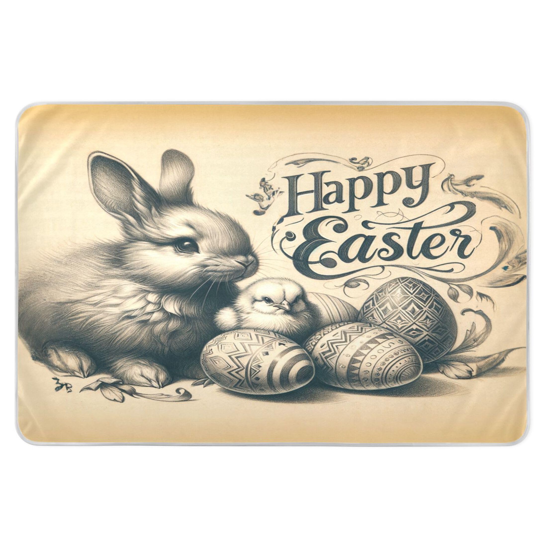 Takiito Happy Easter Bed Pad Reusable Bed Underpad Washable Waterproof Leak-Proof Quick Dry Incontinence Pee Pad for Toddlers Kids Adults Pets 34x52 in