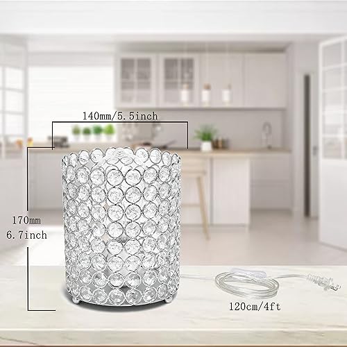 Miniatura 2 de Lámpara de mesa de cristal K9, estilo moderno, decorativa, para dormitorio, mesita de noche, sala de estar, estantería (con enchufe)