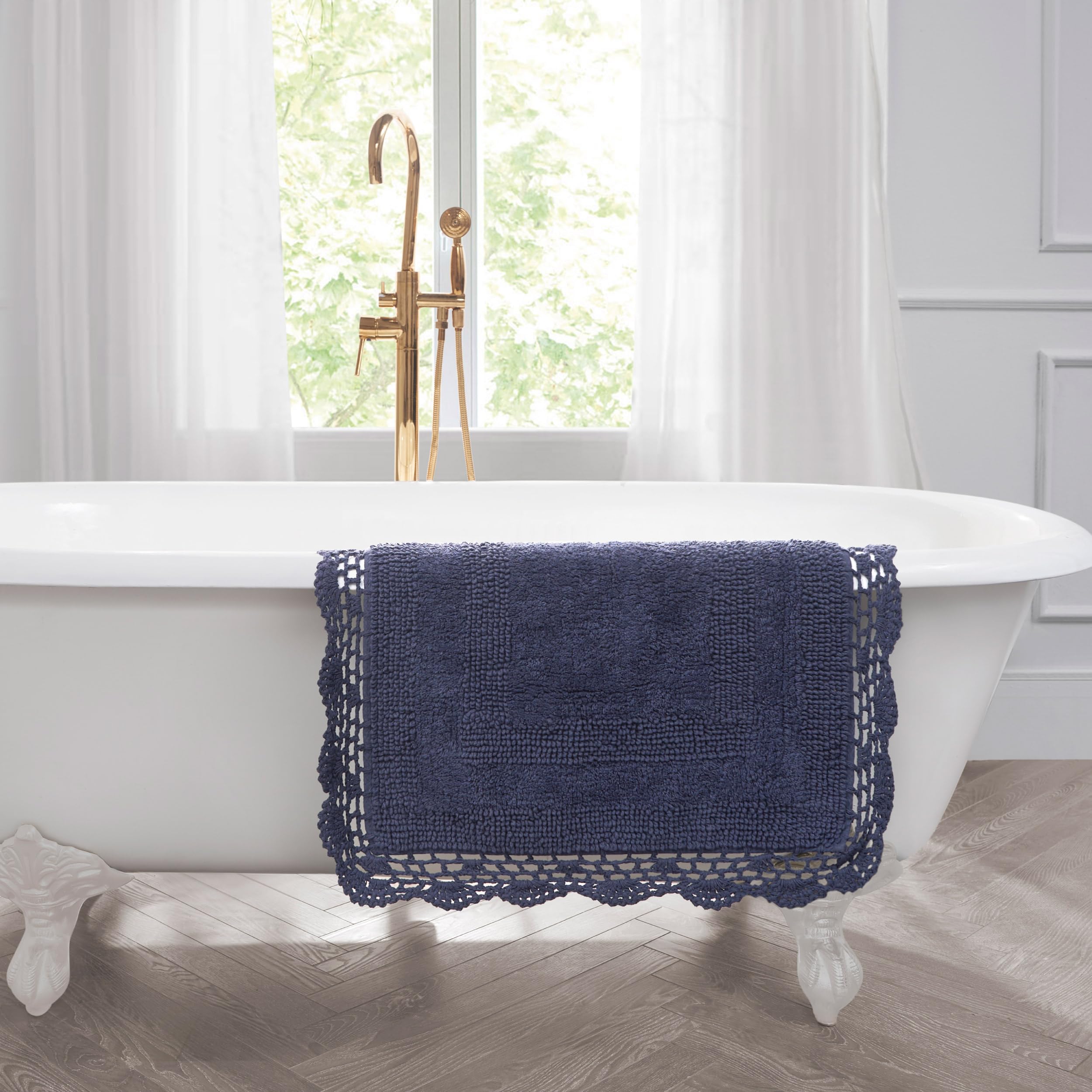 Set Bagno 15 Pezzi Blu Navy: Tenda Doccia Ombre, Tappeto Antiscivolo E Accessori Morbidi Per Un Bagno Sempre Accogliente