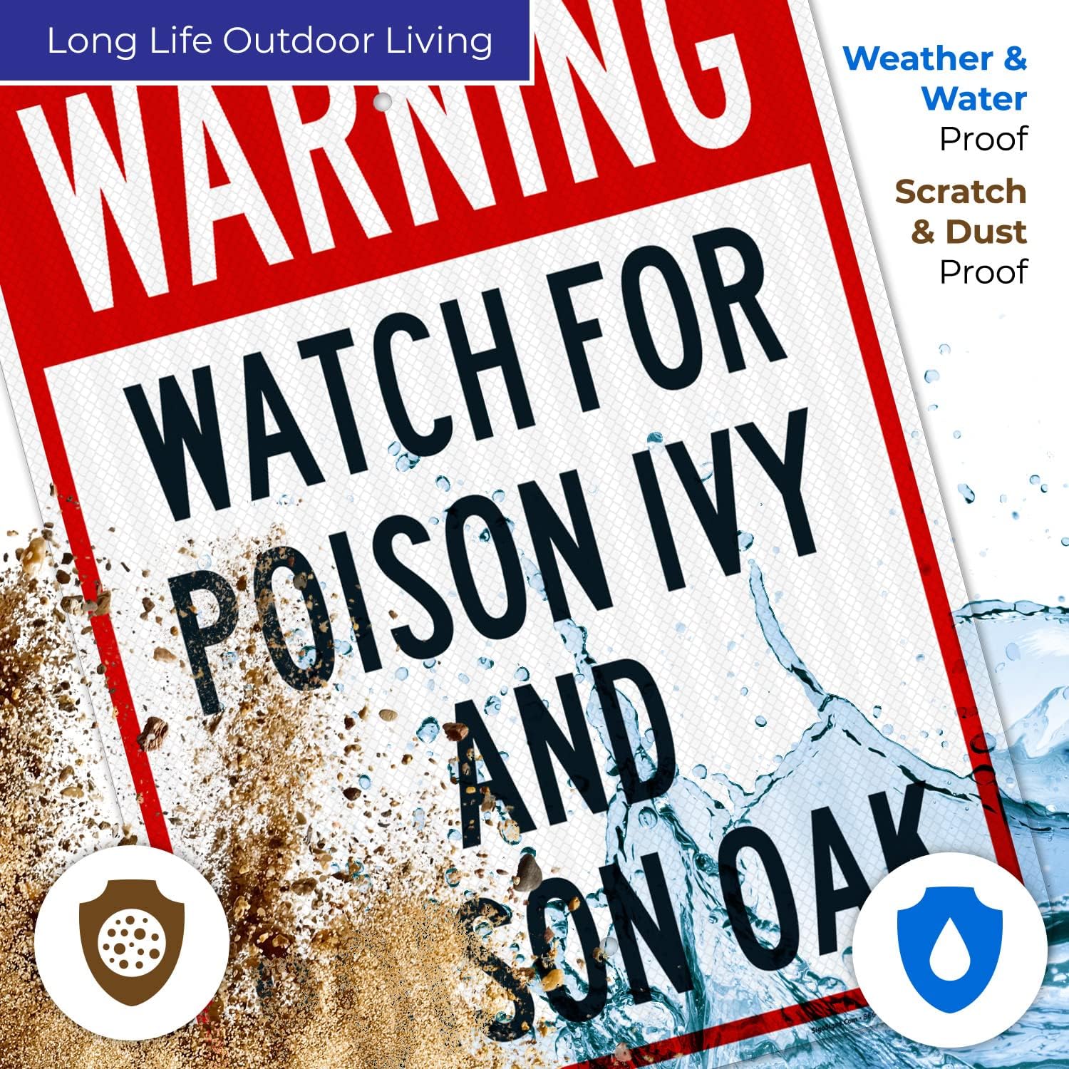 Warning Watch for Poison Ivy and Poison Oak Sign, 18x24 Inches, 3M EGP Reflective .080 Aluminum, Fade Resistant, Made in USA