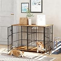 Vista 1 de aboxoo Mueble de jaula para perros de 48 pulgadas para 2 perros grandes y medianos, jaula de madera resistente para interiores para razas grandes