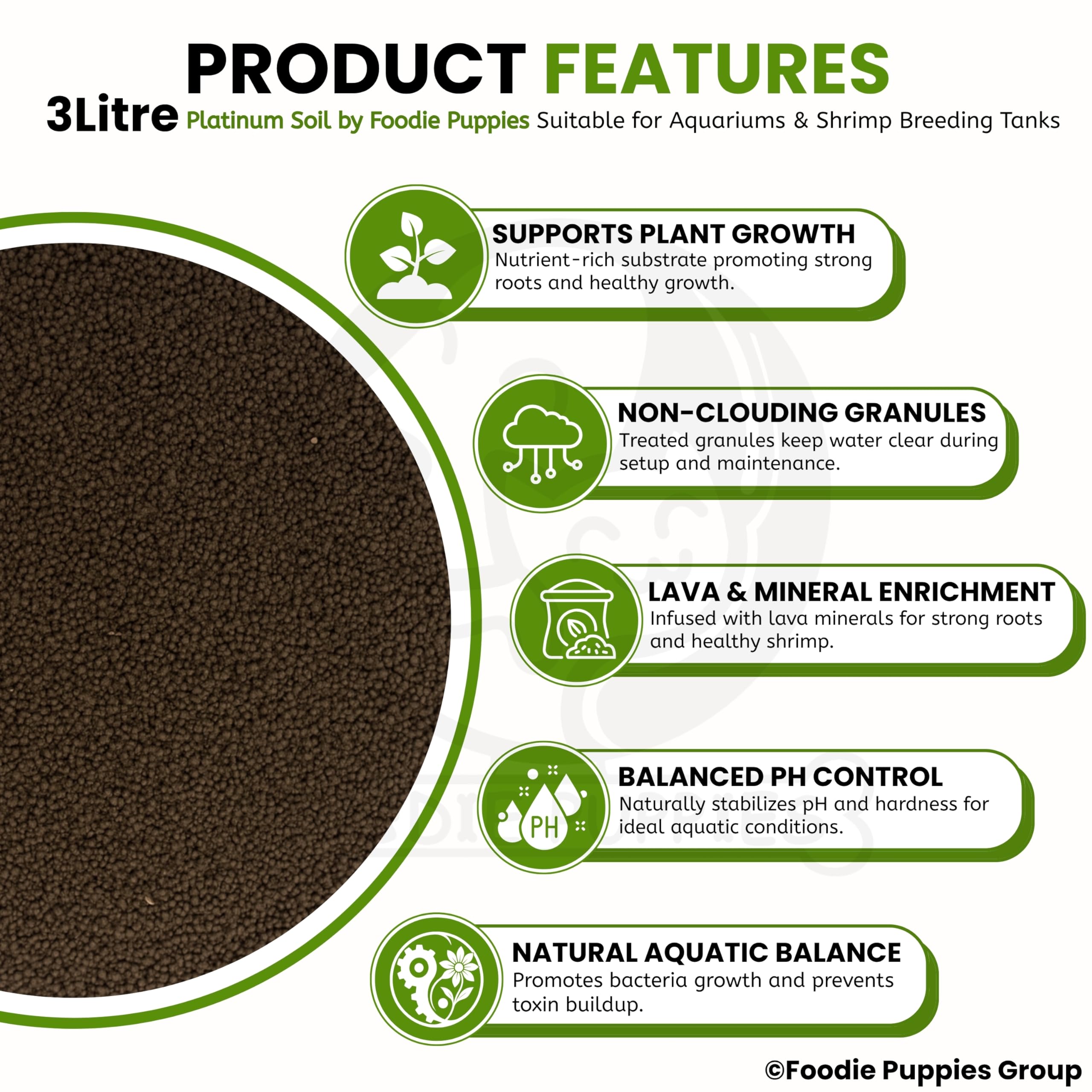 Foodie Puppies Platinum Aquarium Planted and Shrimp Aquarium Substrate Plant Soil (1L, Pack of 1) 1