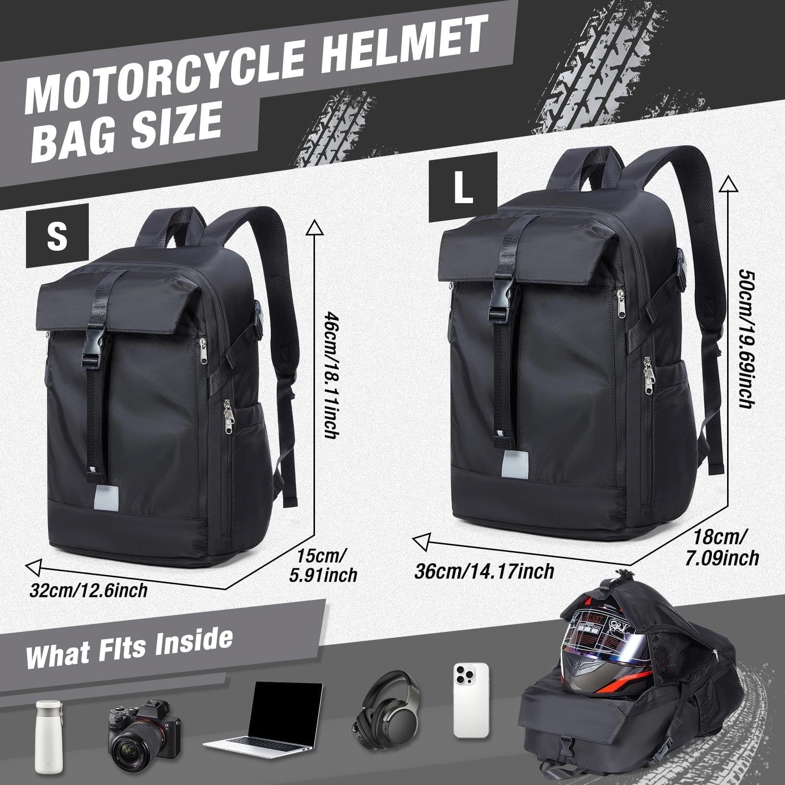 HYC00 Mochilas de Motocicleta para Hombres, Mochila Impermeable para Casco, Accesorios de Motocicleta, Bolsas para Laptop, Mochilas de Viaje, Bolsas Escolares para Estudiantes — view 2