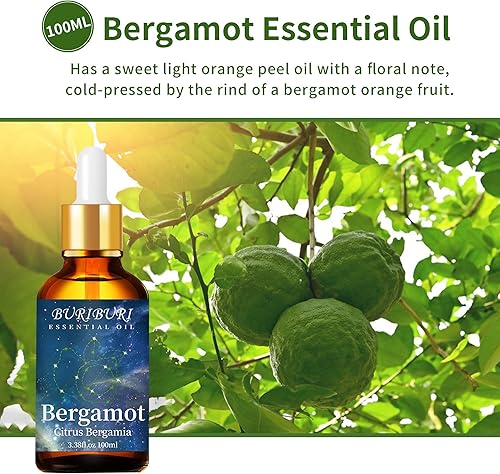 Miniatura 2 de BURIBURI Aceite esencial de bergamota de 3.4 fl oz, aceite de bergamota de aromaterapia 100% puro sin diluir, 3.38 onzas líquidas para jabón,