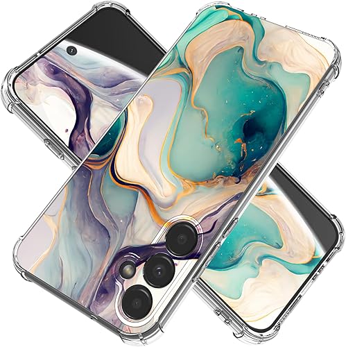 Miniatura 8 de Funda para Samsung Galaxy A54 5G con protector de pantalla + protector de lente de cámara, mármol delgado + protección anticaídas a prueba de golpes