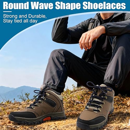 Miniatura 6 de DELELE 2 pares de cordones redondos con forma de onda, antideslizantes, resistentes y duraderos, para escalada al aire libre, cordones para zapatos