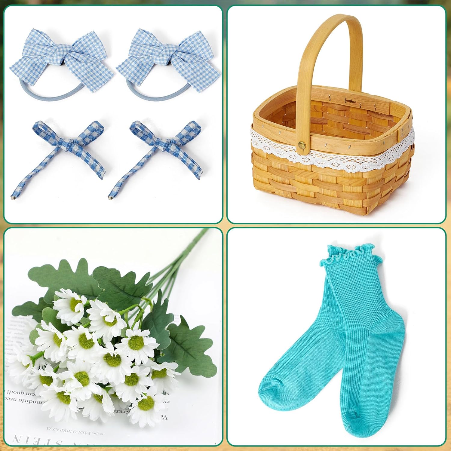 G.C Girls Blue Plaid Costume Kids Book Storybook Character Dress Up Outfits Halloween Cosplay Role Play Birthday Gifts - Image 4