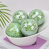 Vista 6 de Bola decorativa de mosaico de 2.6 pulgadas, 3 piezas, esfera sólida de vidrio para jarrones, mesas de café, accesorios de fiesta, decoración de Verde