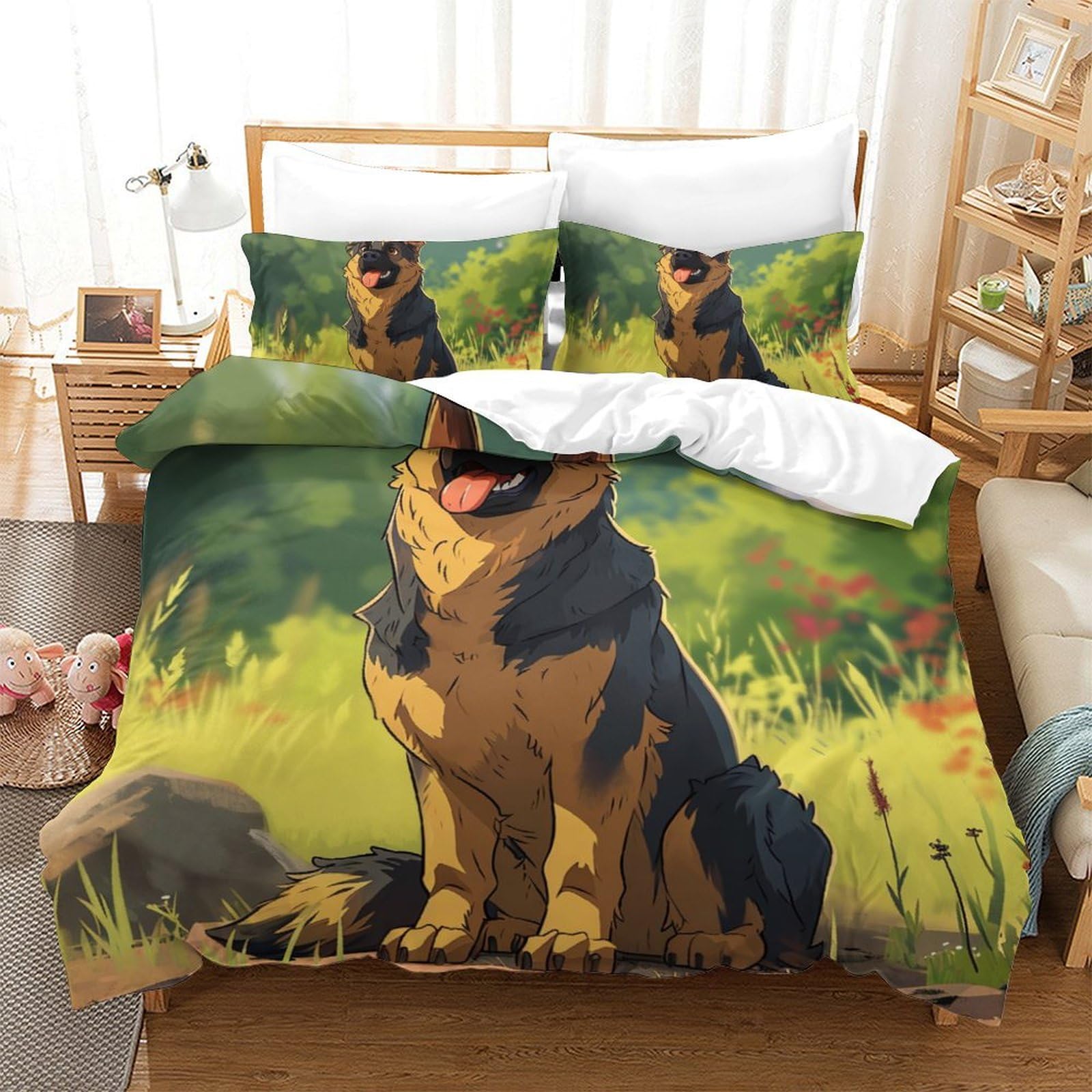 Parure de lit motif Chien de Berger en microfibre 3D thermo-résistante 200x200
