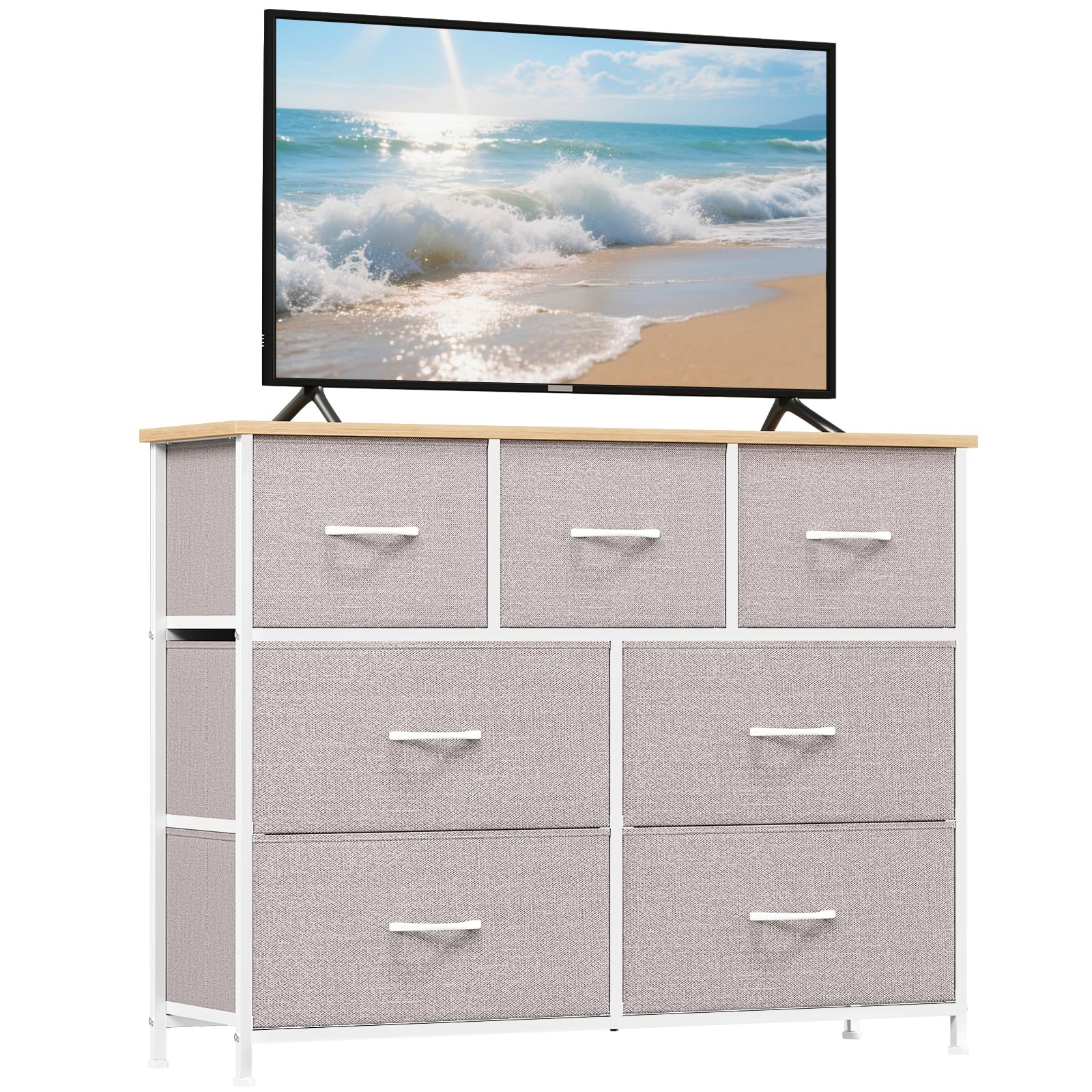 Somdot Chest of Drawers for Bedroom with 7 Drawers, Wide Storage Organiser Fabric Dresser for Closet Nursery Bedside Living Room Entryway Hallway, Ash Grey — image 1