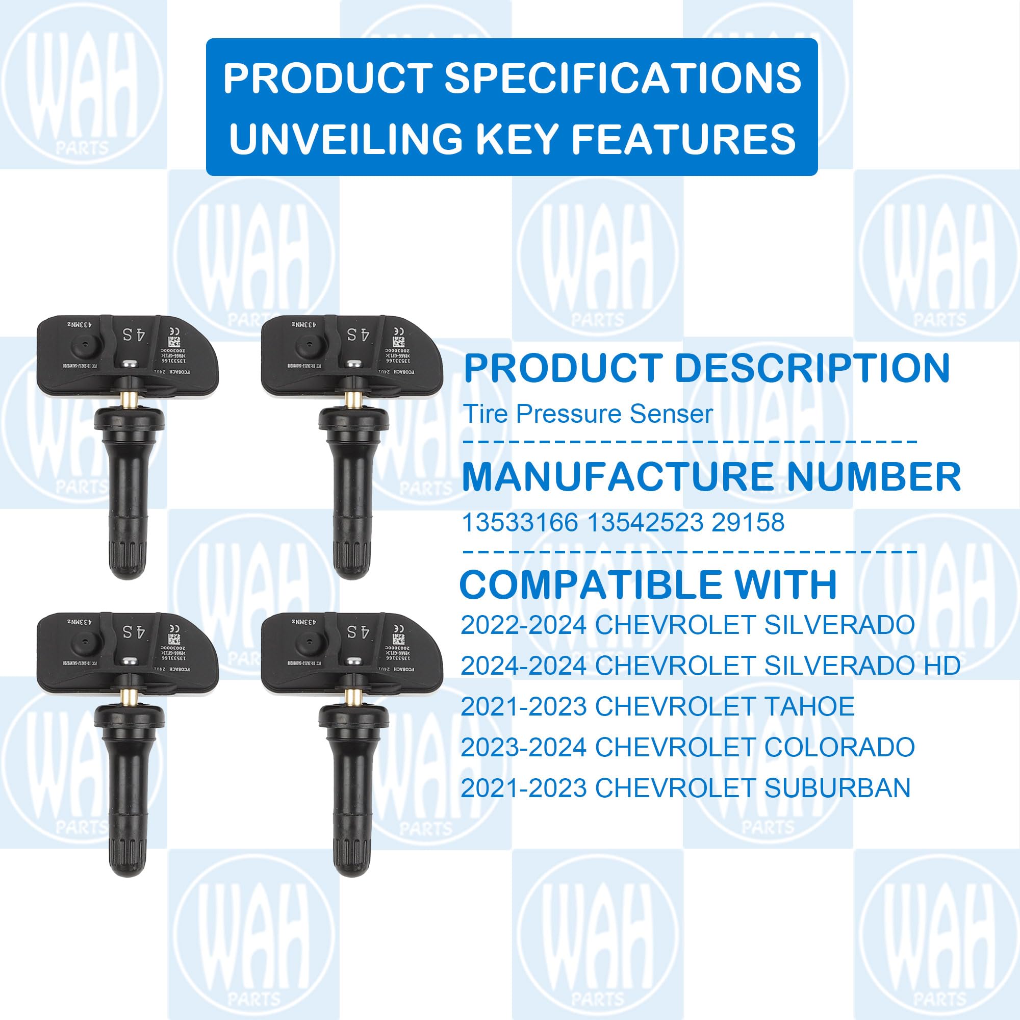 4x OEM GM TPMS Tire Pressure Sensors For 2021 Chevy Tahoe GMC Yukon – 13533166 (Pull From New Wheels)
