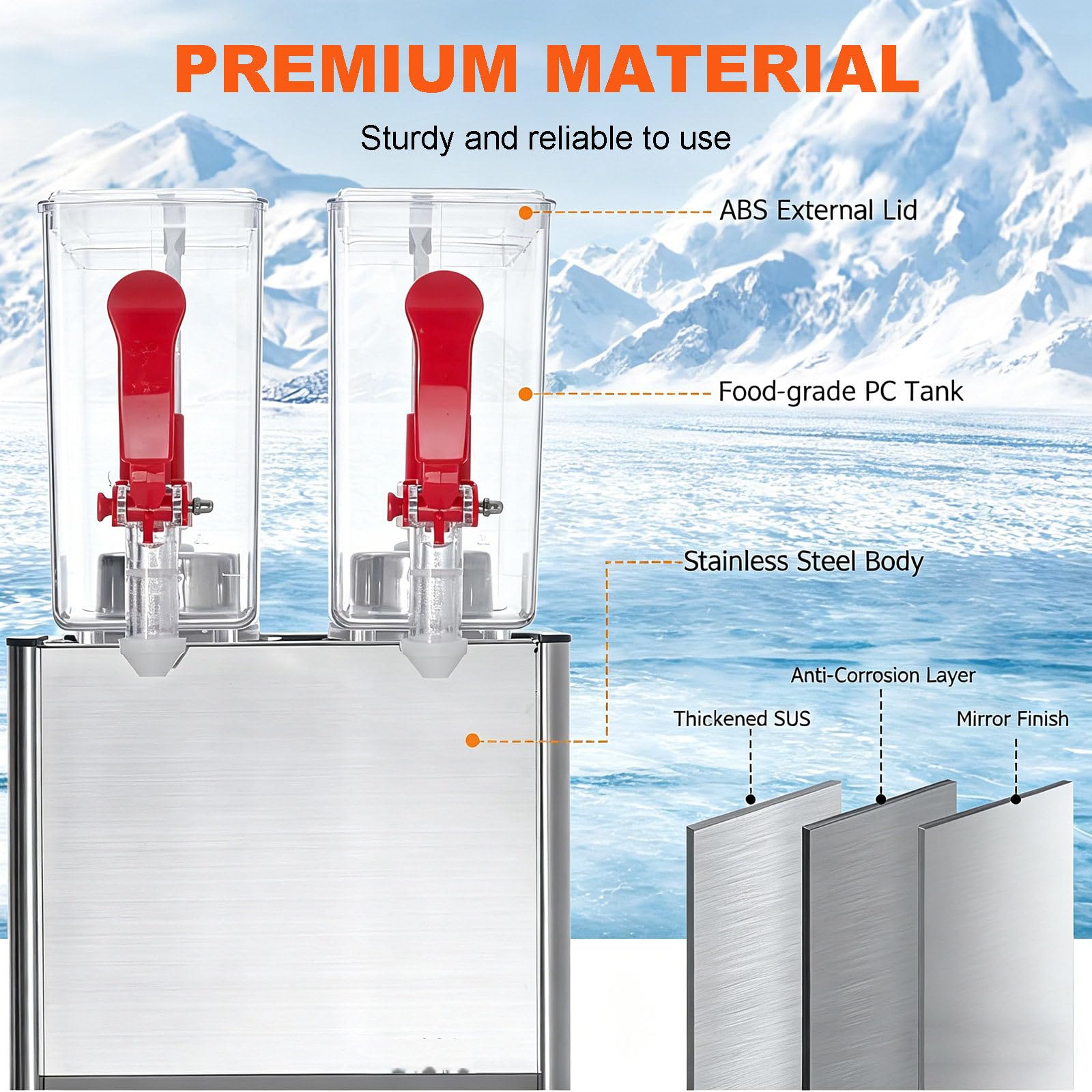 Dispensador comercial de bebidas, dispensador de jugo de acero inoxidable de 30 L para el hogar, restaurante, bar, fiesta, dispensador de bebidas ideal para eventos y reuniones